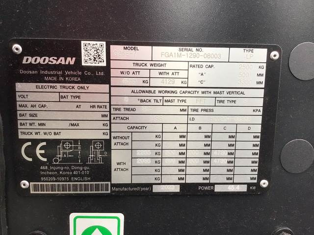 Doosan G25E-7 - Electric forklift: picture 5 Doosan G25E-7 - Electric forklift: picture 5