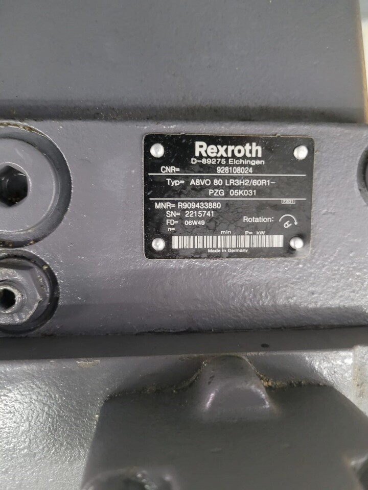 REXROTH R909433880 A8VO80LR3H2/60R1- PZG 05K031 - Hydraulic pump for Construction machinery: picture 3 REXROTH R909433880 A8VO80LR3H2/60R1- PZG 05K031 - Hydraulic pump for Construction machinery: picture 3