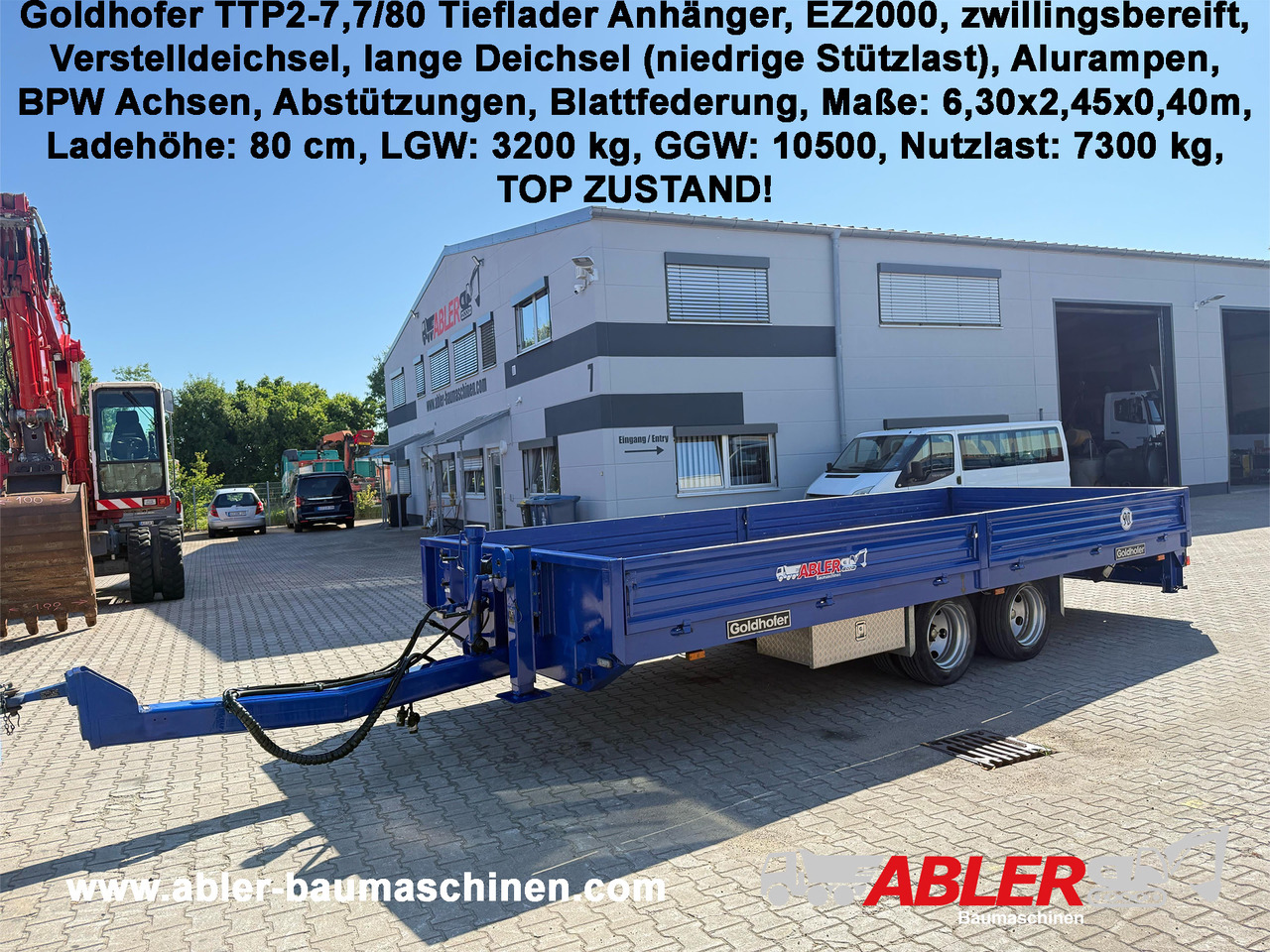 Goldhofer TTP2-7,7/80 Tieflader Tandem mit Rampen TOP - Dropside/ Flatbed trailer: picture 1 Goldhofer TTP2-7,7/80 Tieflader Tandem mit Rampen TOP - Dropside/ Flatbed trailer: picture 1