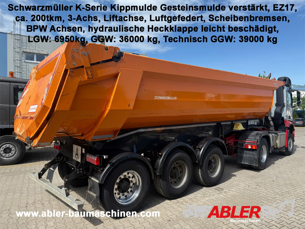Schwarzmüller Kippauflieger Gesteinsmulde verstärkt Liftachse - Tipper semi-trailer: picture 1 Schwarzmüller Kippauflieger Gesteinsmulde verstärkt Liftachse - Tipper semi-trailer: picture 1