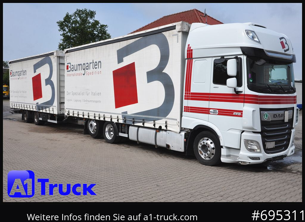 DAF XF 480 SSC, Jumbozug, Lenkachse, Standklima, 120m³ - Curtainsider truck: picture 1 DAF XF 480 SSC, Jumbozug, Lenkachse, Standklima, 120m³ - Curtainsider truck: picture 1