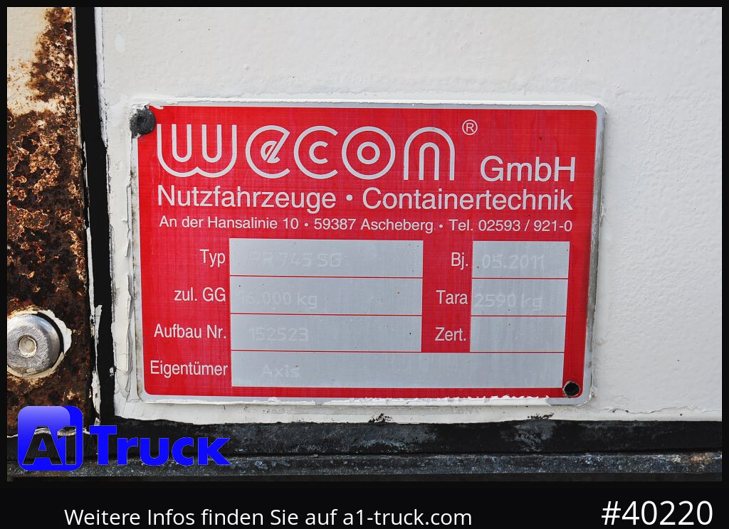Curtainside swap body WECON WPR 745, verzinkt, 2520  innen, Code XL: picture 8