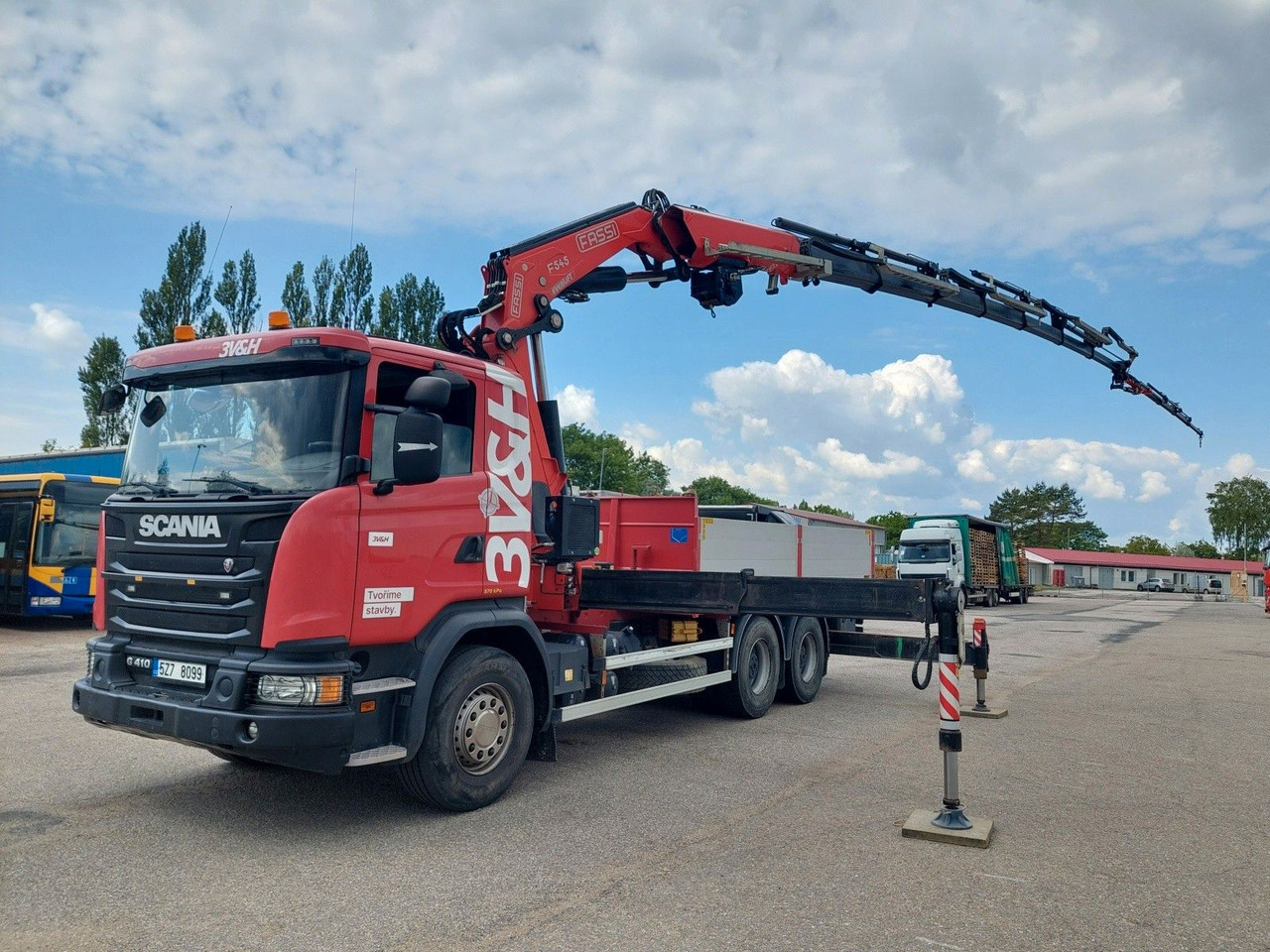 Scania G 410LB 6x4 HNA + Kran Fassi F545RA.2.27 FLY-JIB - Dropside/ Flatbed truck, Crane truck: picture 1 Scania G 410LB 6x4 HNA + Kran Fassi F545RA.2.27 FLY-JIB - Dropside/ Flatbed truck, Crane truck: picture 1