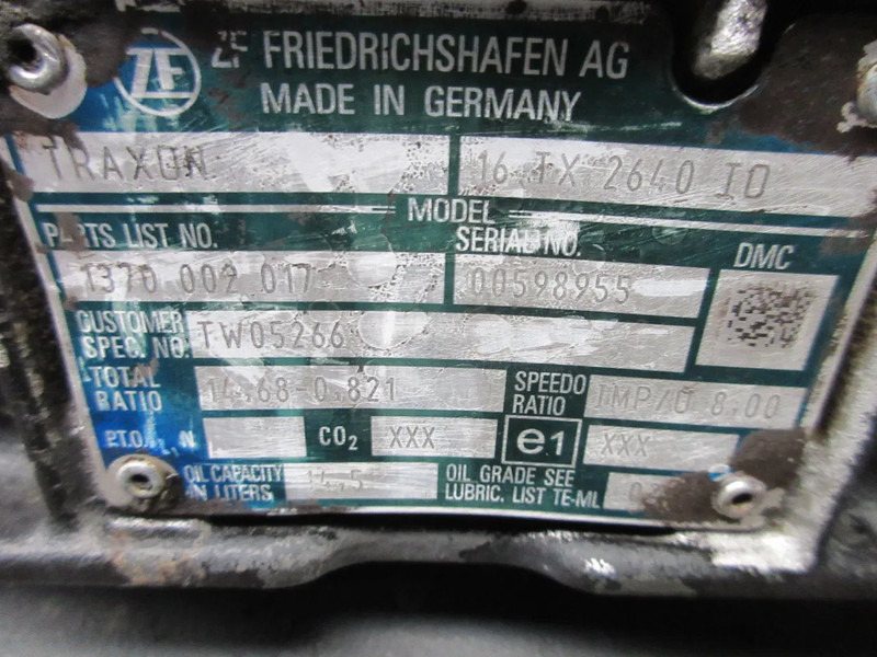 DAF 16 TX 2640 IO // RATIO 14,68-0,821 1370002017//TW 05266 DAF TATRA 2020 - Gearbox for Truck: picture 5 DAF 16 TX 2640 IO // RATIO 14,68-0,821 1370002017//TW 05266 DAF TATRA 2020 - Gearbox for Truck: picture 5