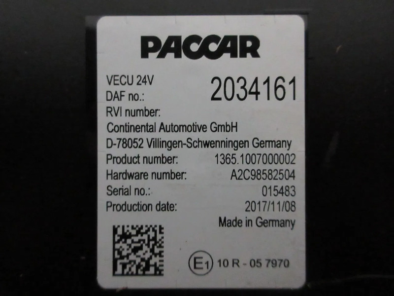DAF 2034161 VECU MODULEN DAF XF 450 EURO 6 MODEL 2020 - Electrical system for Truck: picture 5 DAF 2034161 VECU MODULEN DAF XF 450 EURO 6 MODEL 2020 - Electrical system for Truck: picture 5
