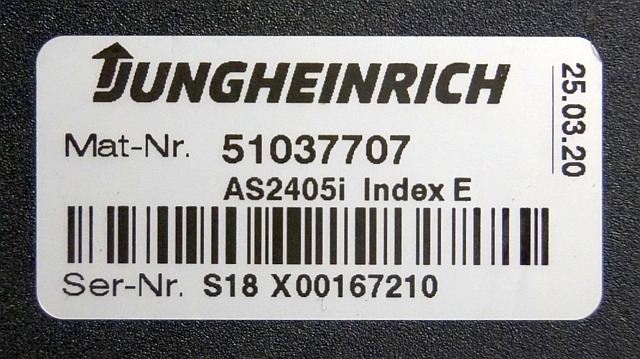Jungheinrich 51037707 | Rij regeling driving controller AS2405i index E Sw. 1,31 - ECU for Material handling equipment: picture 3 Jungheinrich 51037707 | Rij regeling driving controller AS2405i index E Sw. 1,31 - ECU for Material handling equipment: picture 3
