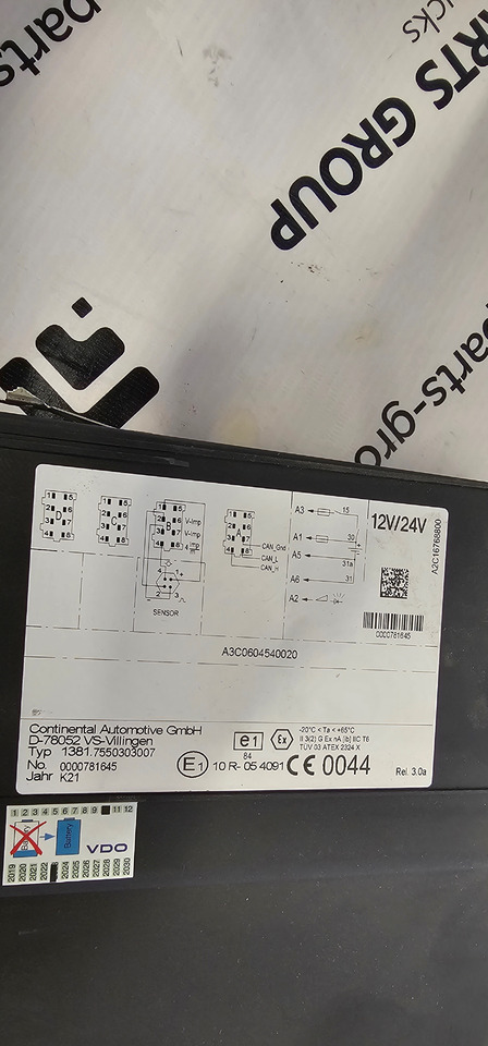 MAN MAN TGX, TGX EURO6 emission tachograph, typ SE5000, by STONERIDGE electronics, road control system 12V/24V, 1381.7550303007, A3C0604540020, A2C16768800, 0000785068, 900208R7, 81271016595, 81258177131 - Spare parts for Truck: picture 4 MAN MAN TGX, TGX EURO6 emission tachograph, typ SE5000, by STONERIDGE electronics, road control system 12V/24V, 1381.7550303007, A3C0604540020, A2C16768800, 0000785068, 900208R7, 81271016595, 81258177131 - Spare parts for Truck: picture 4