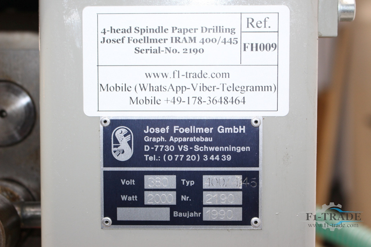 Printing machinery Josef Foellmer IRAM 400/445: picture 6 Printing machinery Josef Foellmer IRAM 400/445: picture 6