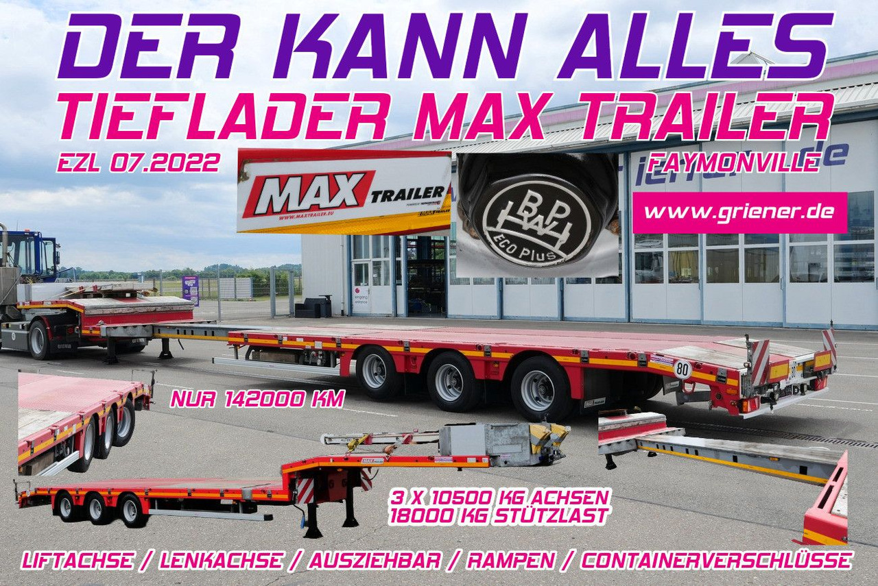 MAX 100 AZB 4500 mm /LENKACHSE/ LIFT /TWISTLOCK - Low loader semi-trailer: picture 1 MAX 100 AZB 4500 mm /LENKACHSE/ LIFT /TWISTLOCK - Low loader semi-trailer: picture 1