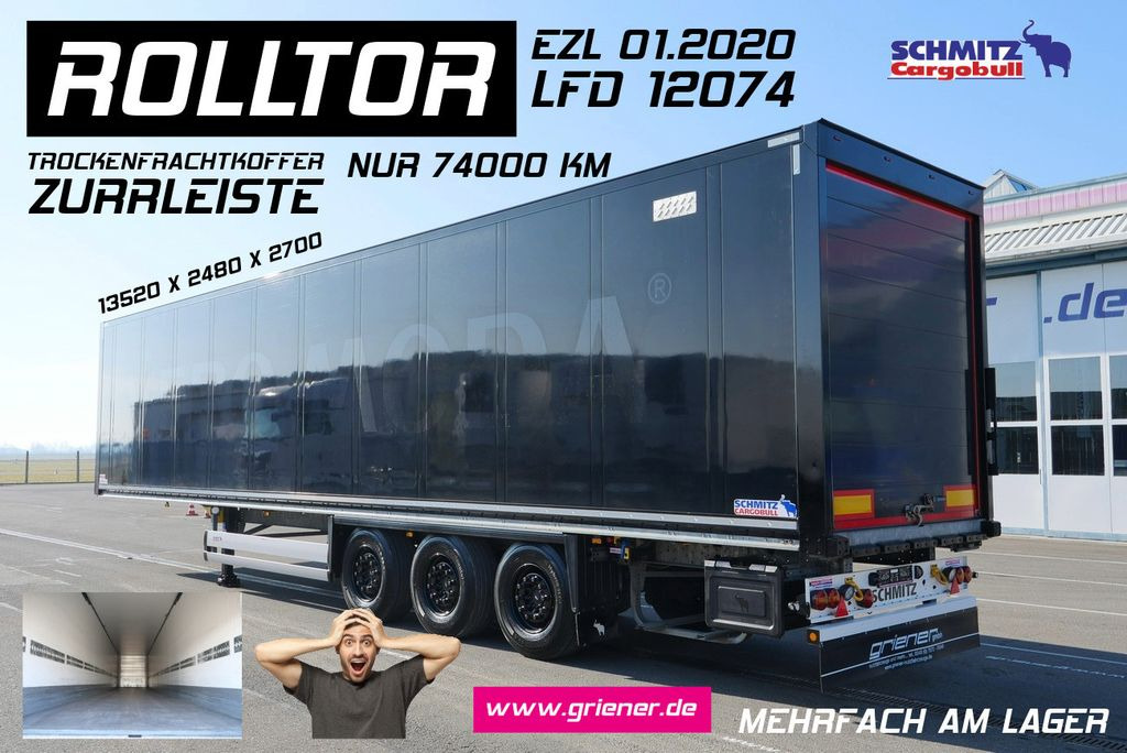 Schmitz Cargobull SKO 24 / ROLLTOR / ZURRLEISTE /74 tsd km/BLACK - Closed box semi-trailer: picture 1 Schmitz Cargobull SKO 24 / ROLLTOR / ZURRLEISTE /74 tsd km/BLACK - Closed box semi-trailer: picture 1