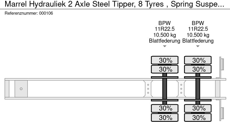 Tipper semi-trailer Marrel Hydrauliek 2 Axle Steel Tipper, 8 Tyres  , Spring Suspension , Drum Brakes: picture 13