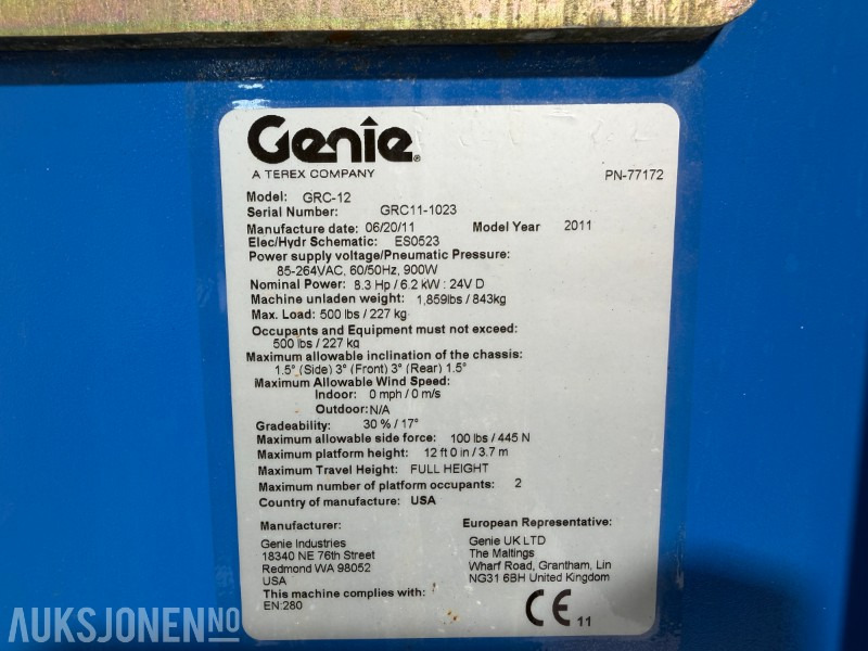 Aerial platform 2011 GRC 12 - 5,5m mastelift: picture 16