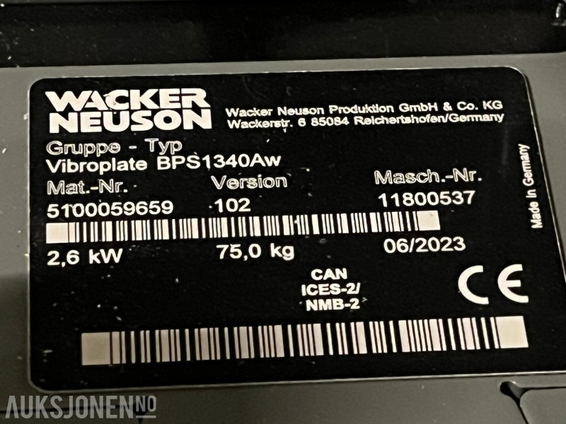 2023 Wacker Neuson Vibroplate BPS1340Aw 75kg - Construction equipment: picture 3 2023 Wacker Neuson Vibroplate BPS1340Aw 75kg - Construction equipment: picture 3