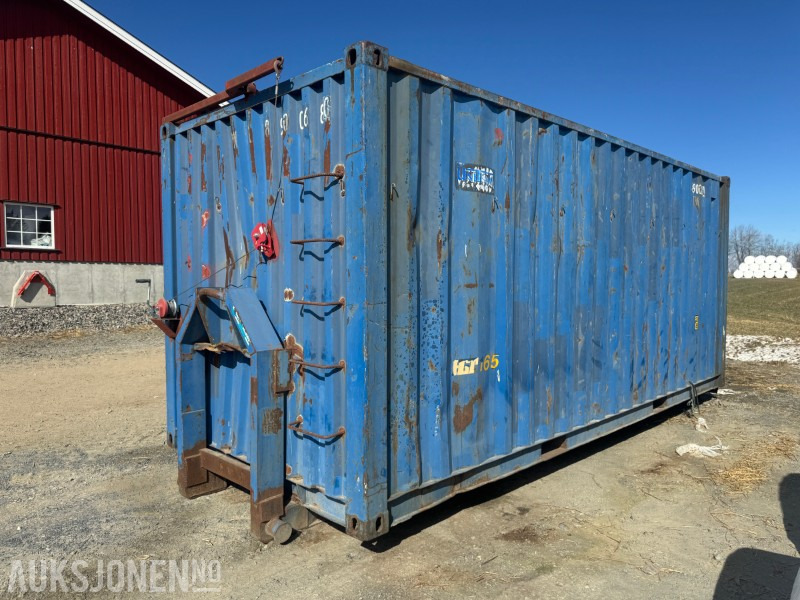 Uniteam 20 fot container på krokramme uten tak og med opplegg for å kunne sveive over presenning eller nett. - Hook lift truck: picture 1 Uniteam 20 fot container på krokramme uten tak og med opplegg for å kunne sveive over presenning eller nett. - Hook lift truck: picture 1