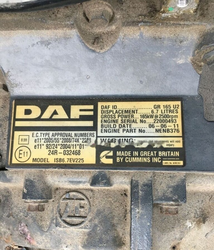 DAF GR165 U2   DAF Lf45 - Engine for Truck: picture 1 DAF GR165 U2   DAF Lf45 - Engine for Truck: picture 1