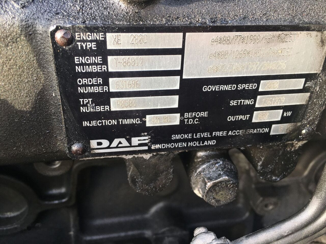 DAF XE 280C DAF CF 85, XF 95 - Engine for Truck: picture 2 DAF XE 280C DAF CF 85, XF 95 - Engine for Truck: picture 2
