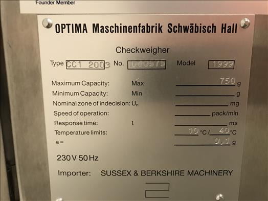 Optima CC1 Checkweigher - Food processing equipment: picture 4 Optima CC1 Checkweigher - Food processing equipment: picture 4