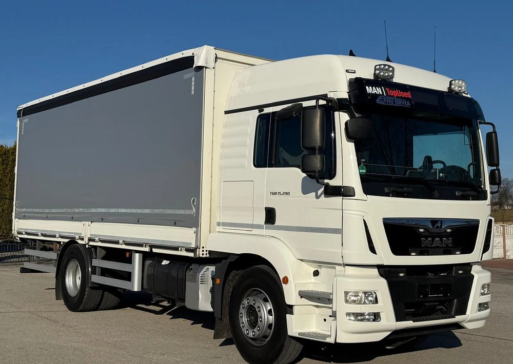 MAN TGM 15.290/E6/FIRANKA/BURTO-FIRANKA/SZKOŁA JAZDY/MAŁY ROZSTAW OSI/16PALET/WINDA/NISKI PRZEBIEG/2019/SERWISOWANY/JAK NOWY - Curtainsider truck: picture 1 MAN TGM 15.290/E6/FIRANKA/BURTO-FIRANKA/SZKOŁA JAZDY/MAŁY ROZSTAW OSI/16PALET/WINDA/NISKI PRZEBIEG/2019/SERWISOWANY/JAK NOWY - Curtainsider truck: picture 1