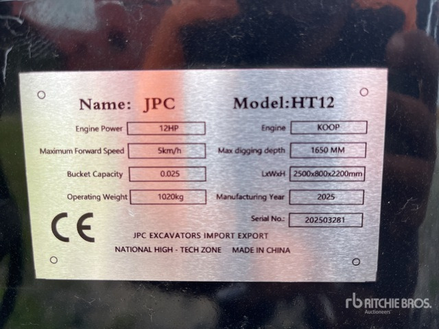2025 JPC HT12 (Unused) Mini Excavator: <6.6t - Mini excavator: picture 1 2025 JPC HT12 (Unused) Mini Excavator: <6.6t - Mini excavator: picture 1
