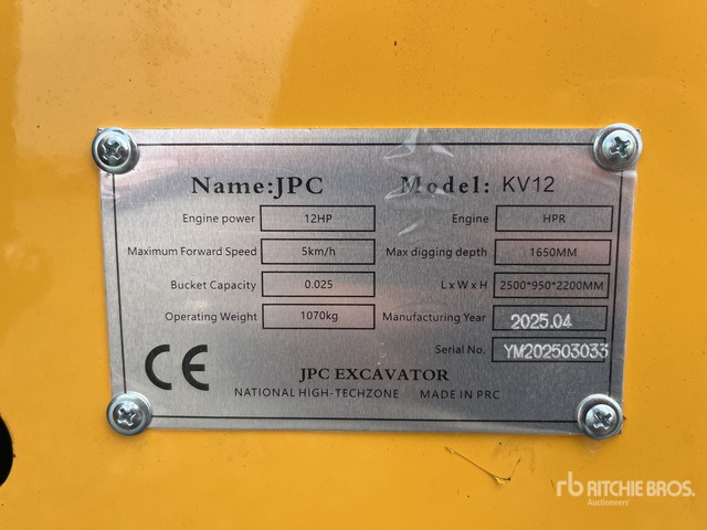 2025 JPC KV12 (Unused) Mini Excavator: <6.6t - Mini excavator: picture 2 2025 JPC KV12 (Unused) Mini Excavator: <6.6t - Mini excavator: picture 2