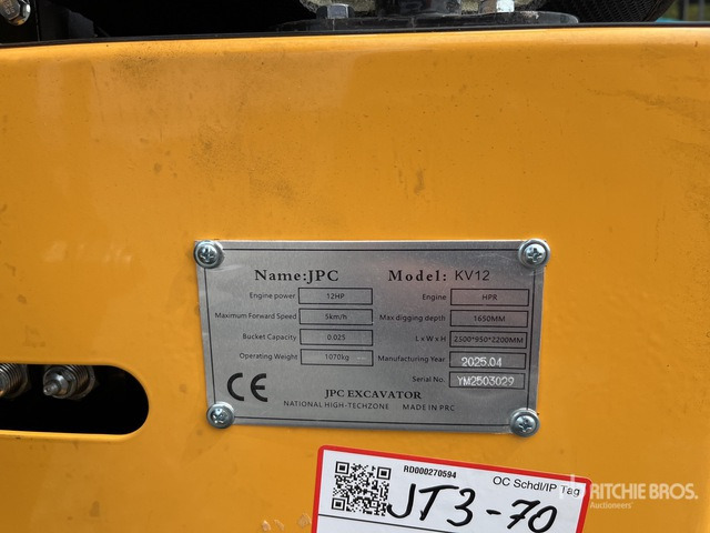 2025 JPC KV12 (Unused) Mini Excavator: <6.6t - Mini excavator: picture 1 2025 JPC KV12 (Unused) Mini Excavator: <6.6t - Mini excavator: picture 1