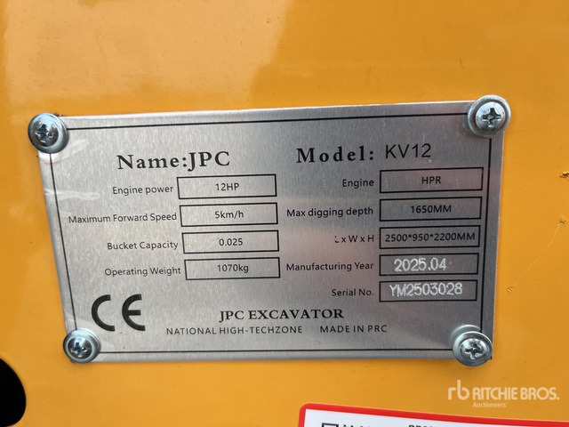 2025 JPC KV12 (Unused) Mini Excavator: <6.6t - Mini excavator: picture 2 2025 JPC KV12 (Unused) Mini Excavator: <6.6t - Mini excavator: picture 2
