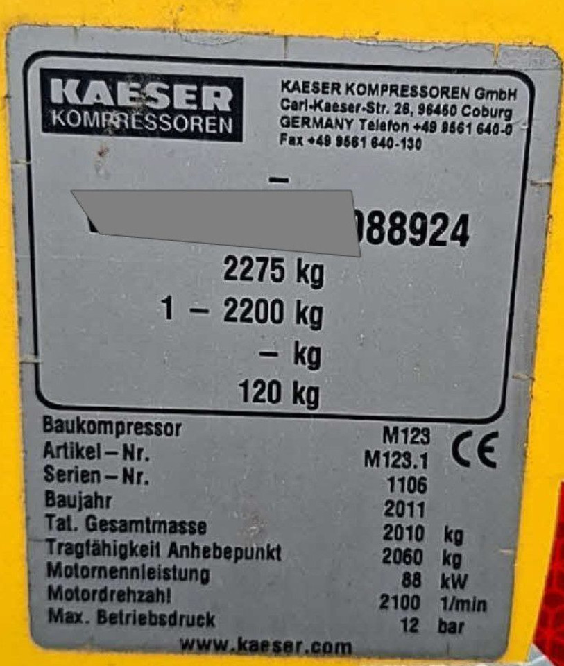 Kaeser M123 SIGMA DEUTZ FAHRANLAGE 624 STD. KOMUNAL - Air compressor: picture 5 Kaeser M123 SIGMA DEUTZ FAHRANLAGE 624 STD. KOMUNAL - Air compressor: picture 5