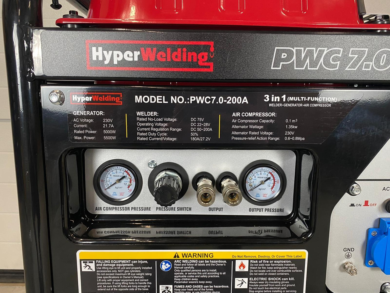 HyperWelding PWC7.0-200A 3 in 1 Multimachine (Generator, Lasapparaat en Luchtcompressor) - Workshop equipment: picture 2 HyperWelding PWC7.0-200A 3 in 1 Multimachine (Generator, Lasapparaat en Luchtcompressor) - Workshop equipment: picture 2