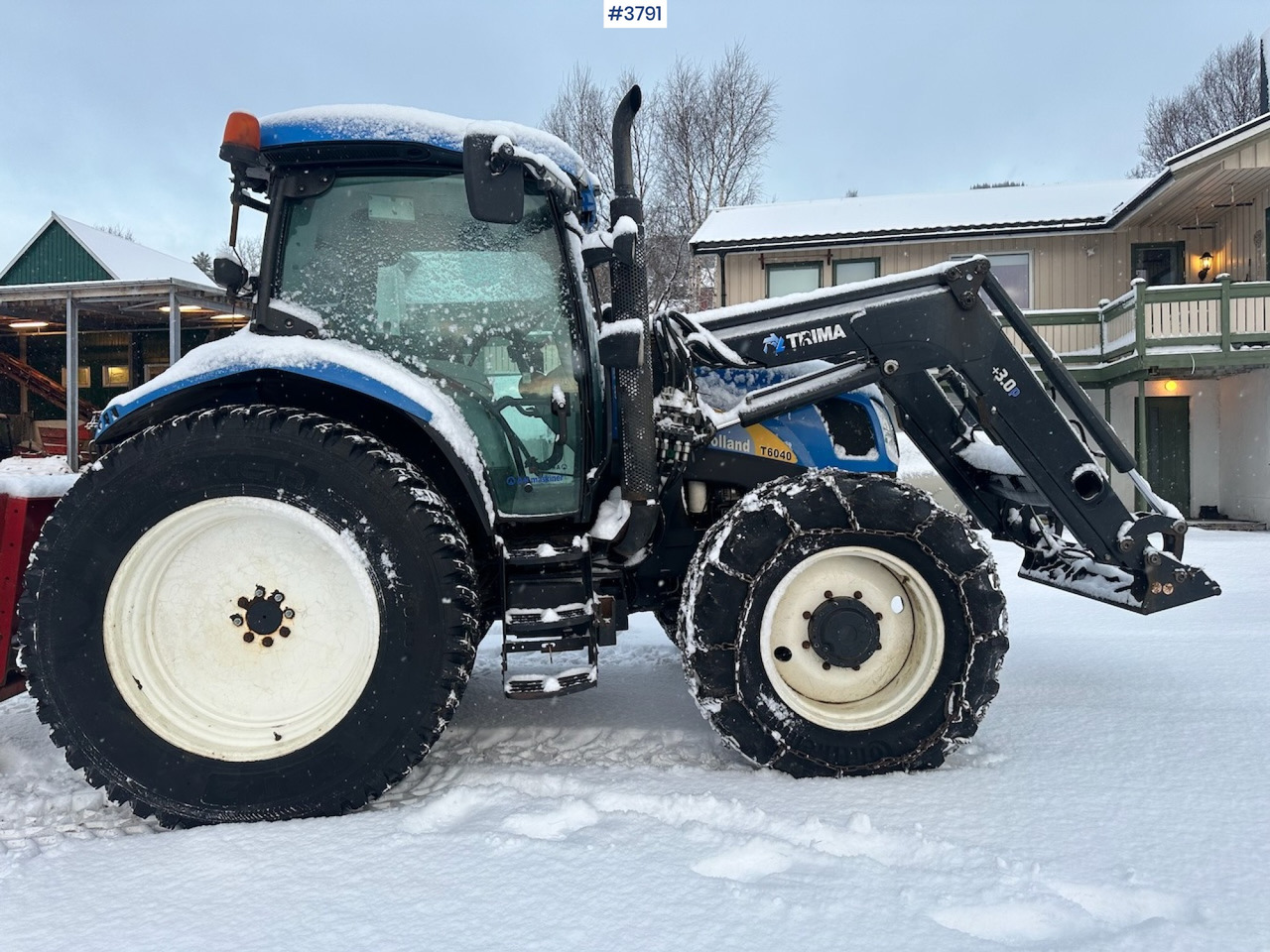 2010 New Holland T6040 4x4 plow rigged tractor w/ Trima +3.0p front loader, brand new chains, snow bucket and Westbjørn snow blower. WATCH VIDEO. - Farm tractor: picture 3 2010 New Holland T6040 4x4 plow rigged tractor w/ Trima +3.0p front loader, brand new chains, snow bucket and Westbjørn snow blower. WATCH VIDEO. - Farm tractor: picture 3