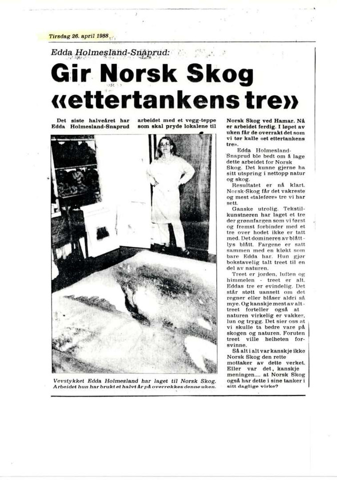 Et ettertankens tre – billedvev av Edda Holmesland Snaprud - Tool/ Equipment: picture 5 Et ettertankens tre – billedvev av Edda Holmesland Snaprud - Tool/ Equipment: picture 5