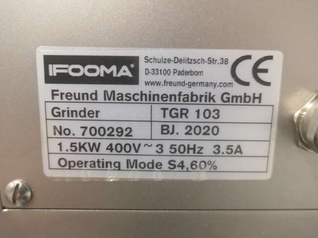 Leasing of  Freund / Ifooma cooled grinder TGR103 Freund / Ifooma cooled grinder TGR103: picture 9