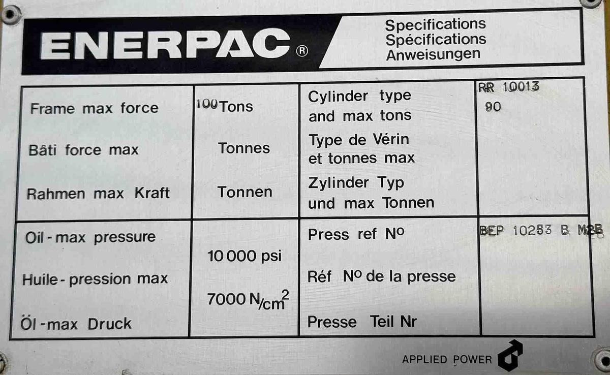 Werkstatt-Rahmenpresse ENERPAC - Metalworking machinery: picture 2 Werkstatt-Rahmenpresse ENERPAC - Metalworking machinery: picture 2