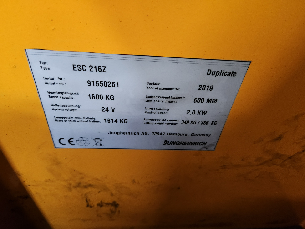 JUNGHEINRICH ESC 216z - Warehouse equipment: picture 2 JUNGHEINRICH ESC 216z - Warehouse equipment: picture 2