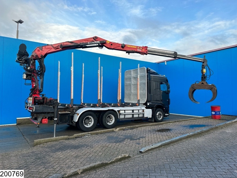 Timber truck, Crane truck DAF XF 530 6x4, Wood transport, Retarder, Loglift ET450: picture 8