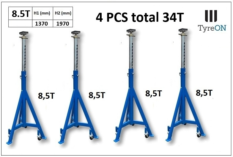 4 pcss TAS3W 8.5T mobile axle supports 1370-1970 mm - Workshop equipment: picture 1 4 pcss TAS3W 8.5T mobile axle supports 1370-1970 mm - Workshop equipment: picture 1