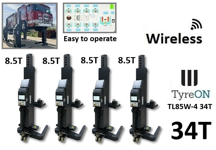 TL85W-4 34T wireless - 4 x 8,5 T - battery 24V DC / 3 kW per column - Spark resistant, welding, cutting and grinding - Workshop equipment: picture 2 TL85W-4 34T wireless - 4 x 8,5 T - battery 24V DC / 3 kW per column - Spark resistant, welding, cutting and grinding - Workshop equipment: picture 2