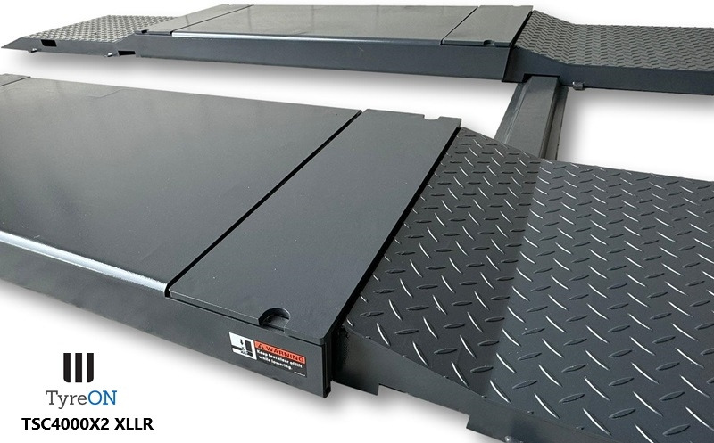 TSC4000X2 XLLR Low Profile 4T floor mounted scissor lift - Large lifting range, 66 cm wide extendable tables 148.5 to 230,5 cm - Hydromechanically locked - no air required - Also for vehicles with 5 c - Workshop equipment: picture 3 TSC4000X2 XLLR Low Profile 4T floor mounted scissor lift - Large lifting range, 66 cm wide extendable tables 148.5 to 230,5 cm - Hydromechanically locked - no air required - Also for vehicles with 5 c - Workshop equipment: picture 3