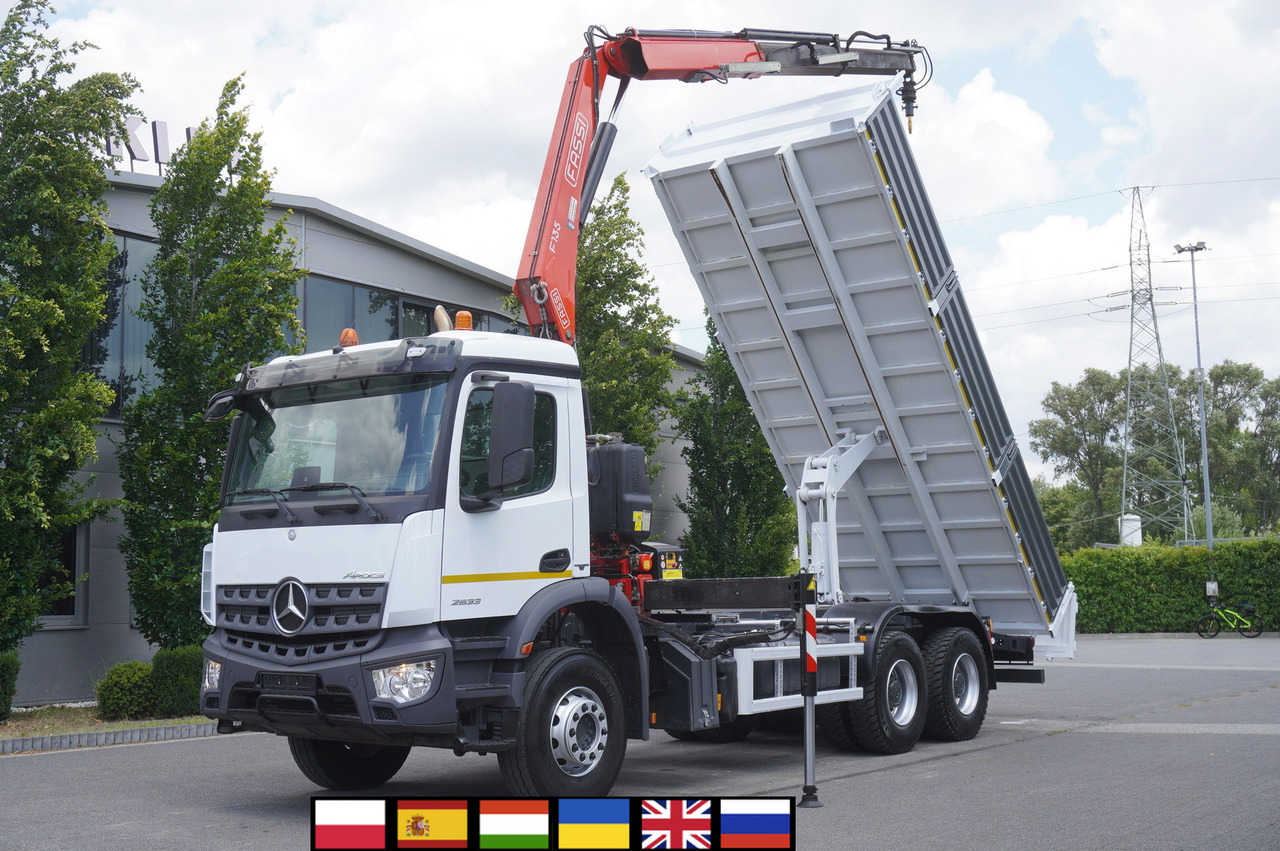 MERCEDES-BENZ AROCS 2633 6x4 / 5.5 T crane FASSI F135 / Tipper 15 EPAL - Tipper, Crane truck: picture 1 MERCEDES-BENZ AROCS 2633 6x4 / 5.5 T crane FASSI F135 / Tipper 15 EPAL - Tipper, Crane truck: picture 1