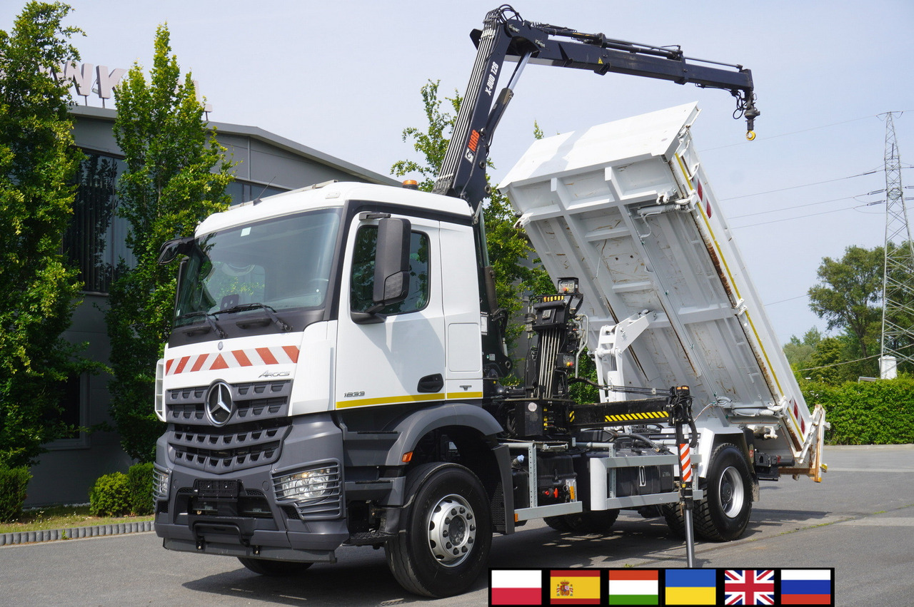 MERCEDES-BENZ Arocs 1833 / 87,000 km!!! / Hds HIAB X-DUO 128 B-2 / three-sided tipper - Crane truck, Crane truck: picture 1 MERCEDES-BENZ Arocs 1833 / 87,000 km!!! / Hds HIAB X-DUO 128 B-2 / three-sided tipper - Crane truck, Crane truck: picture 1