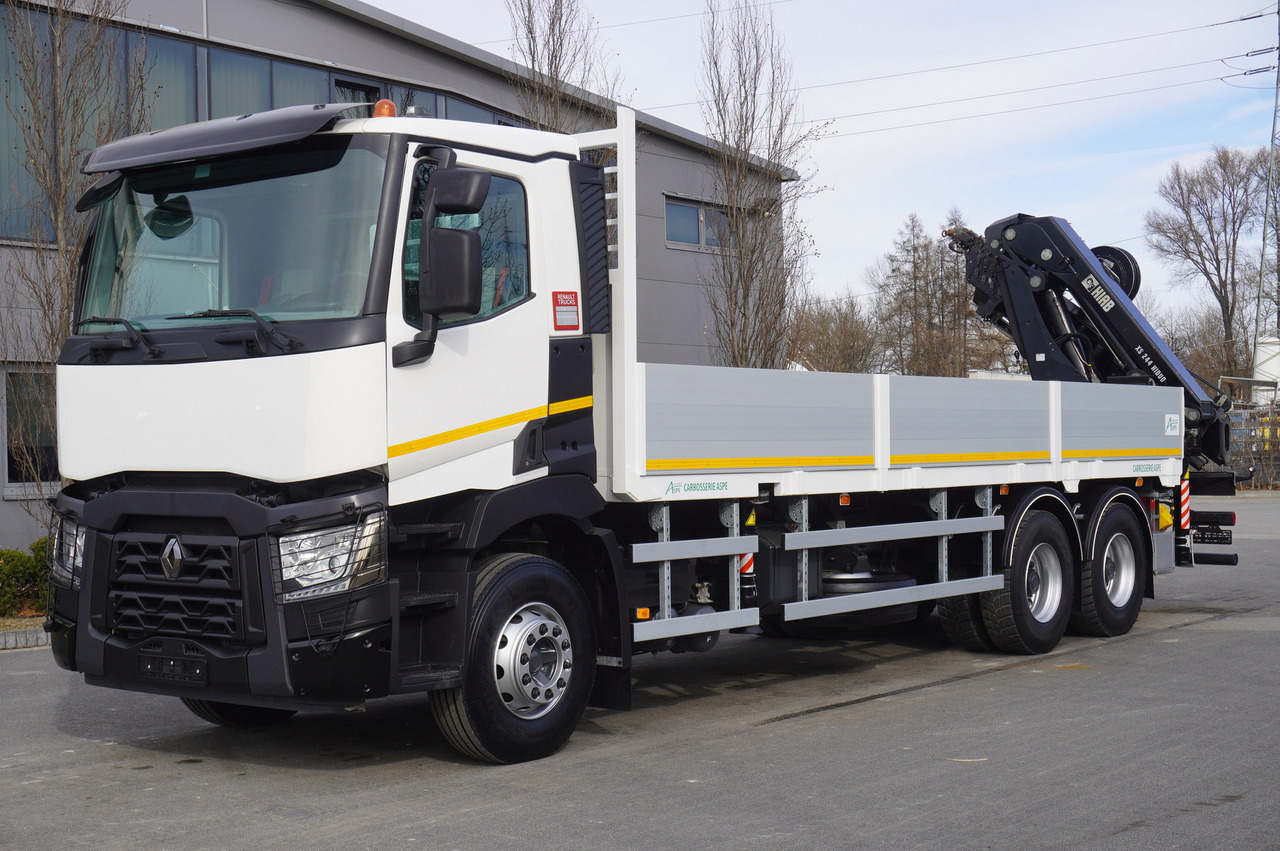 RENAULT C430 / HIAB 244 EP-5 HIDUO crane 8400 kg 15 m / Platform with stanchions - Forestry trailer: picture 3 RENAULT C430 / HIAB 244 EP-5 HIDUO crane 8400 kg 15 m / Platform with stanchions - Forestry trailer: picture 3
