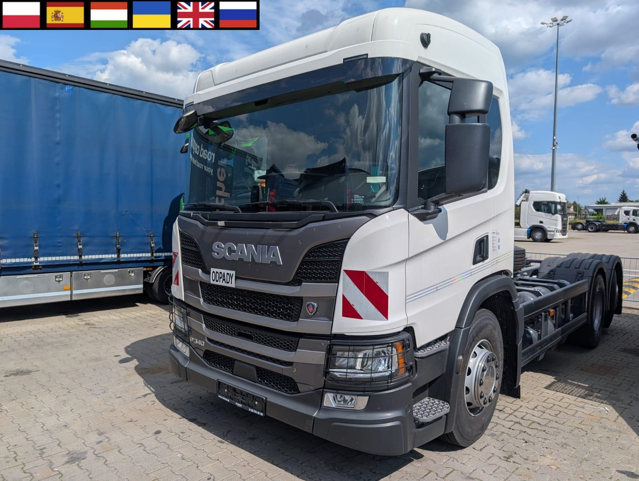 SCANIA P 340 B6x2*4NA / chassis frame / steering axle / CNG / large cab / 8 units - Cab chassis truck: picture 1 SCANIA P 340 B6x2*4NA / chassis frame / steering axle / CNG / large cab / 8 units - Cab chassis truck: picture 1