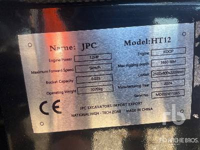JPC HT12 (Unused) - Mini excavator: picture 5 JPC HT12 (Unused) - Mini excavator: picture 5