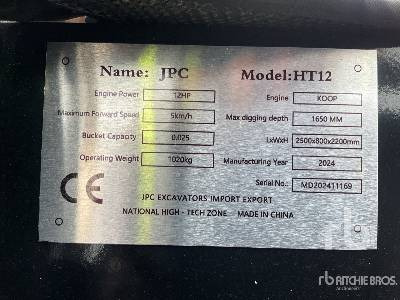 JPC HT12 (Unused) - Mini excavator: picture 5 JPC HT12 (Unused) - Mini excavator: picture 5