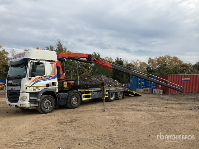 2017 DAF 8x2 Twin-Steer Sleeper Flatbed Truck with Crane - Dropside/ Flatbed truck, Crane truck: picture 1 2017 DAF 8x2 Twin-Steer Sleeper Flatbed Truck with Crane - Dropside/ Flatbed truck, Crane truck: picture 1