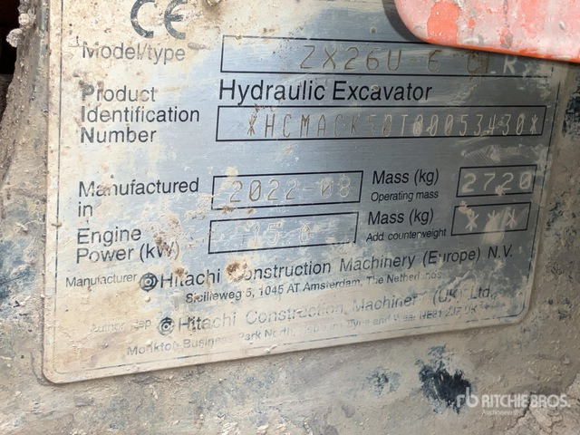 2022 Hitachi ZX26U-6 Mini Excavator: <6.6t - Mini excavator: picture 1 2022 Hitachi ZX26U-6 Mini Excavator: <6.6t - Mini excavator: picture 1