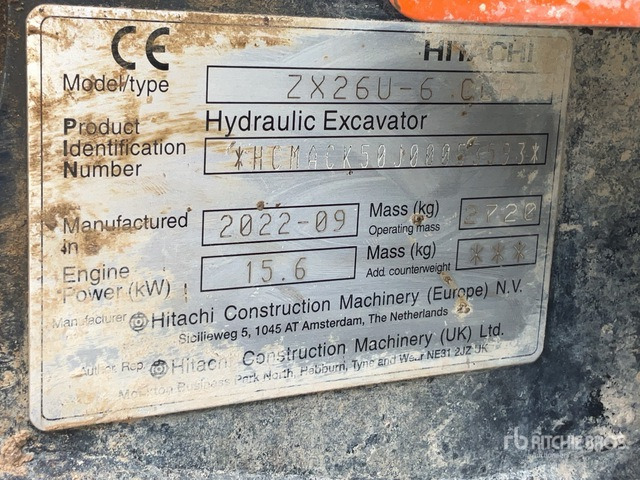 2022 Hitachi ZX26U-6 Mini Excavator: <6.6t - Mini excavator: picture 2 2022 Hitachi ZX26U-6 Mini Excavator: <6.6t - Mini excavator: picture 2
