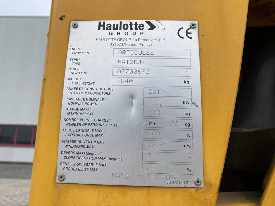 HAULOTTE HA 12 CJ+ - Articulated boom: picture 4 HAULOTTE HA 12 CJ+ - Articulated boom: picture 4