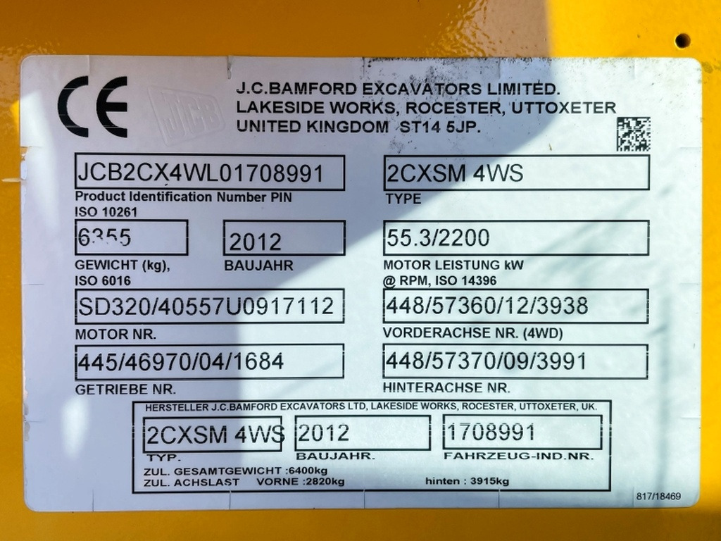 JCB 2CX SM 4WS (4001) - Backhoe loader: picture 5 JCB 2CX SM 4WS (4001) - Backhoe loader: picture 5