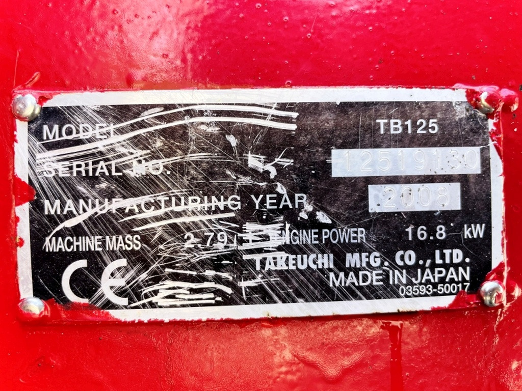 Takeuchi TB125 (4004) - Mini excavator: picture 3 Takeuchi TB125 (4004) - Mini excavator: picture 3