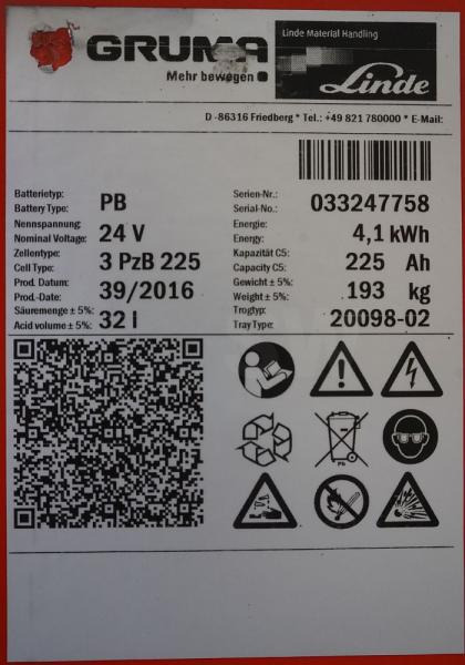 GRUMA 24 Volt 3 PzB 225 Ah - Battery: picture 5 GRUMA 24 Volt 3 PzB 225 Ah - Battery: picture 5
